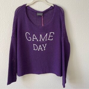 Wooden Ships Game Day Sweater Purple Size Small Medium Collegiate Sporty Outdoor